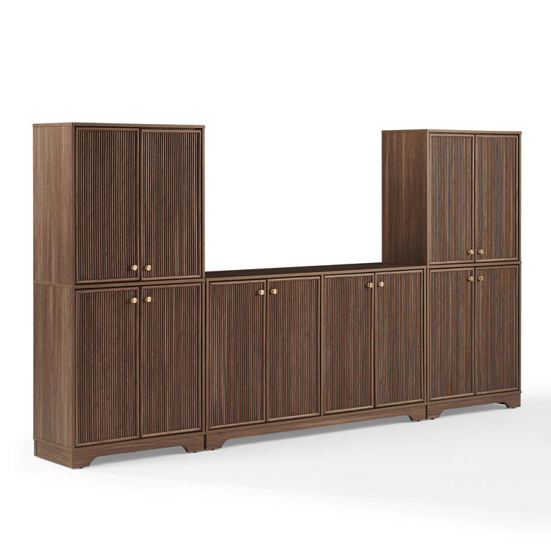 Naomi 3-piece Entertainment Center, Walnut Wood