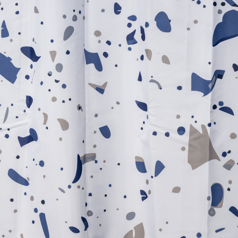 Croydex Polyester Shower Curtain, White/Blue