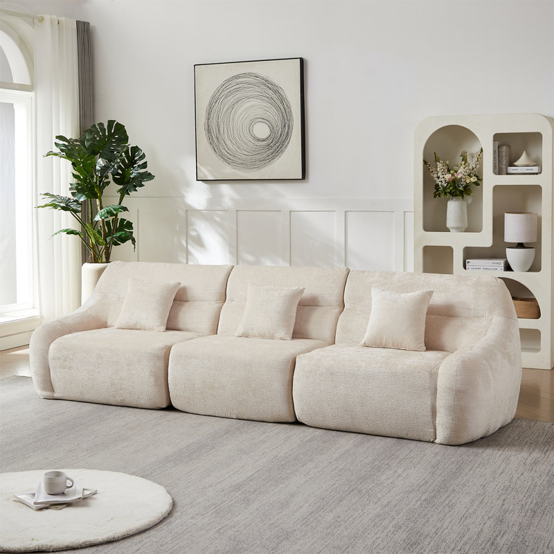 [Vidéo] Canapé modulaire incurvé de luxe moderne de 123,2 pouces, Beige