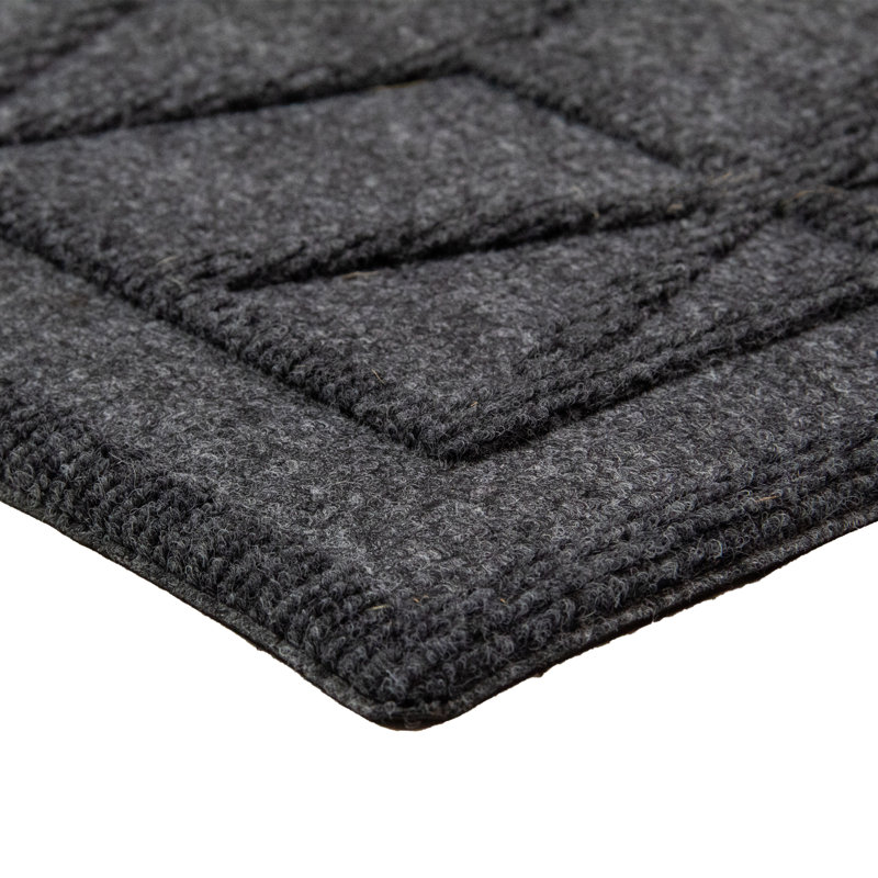 Gray Diamond Patterned Rectangular Coir Doormat 18" x 30"