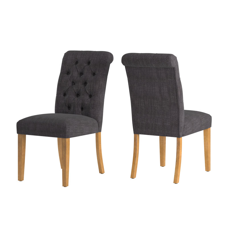 Ameriga 20'' H Tufted Upholstered Side Chair, Linen/Dark Gray