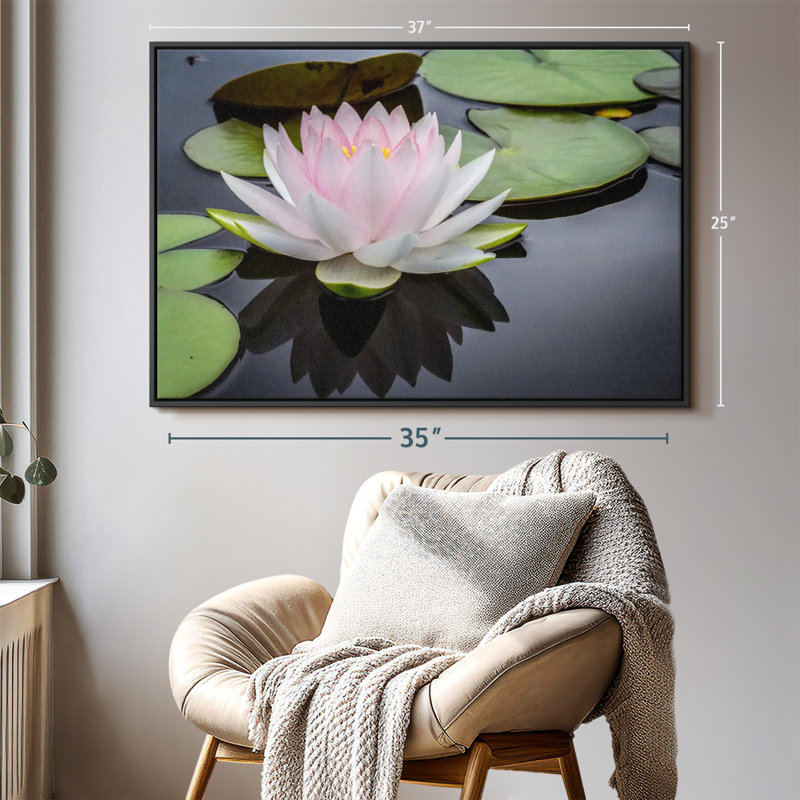 Floral et botanique «Lotus rose blanc», H 25 po x l 37 po