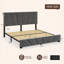 Lit plateforme de rangement en velours, format King, avec tête de lit réglable en hauteur, éclairage DEL, station de recharge et espace de rangement sous le lit de 30 cm (11,8 po). Sommier non requis.-745778820-745778827
