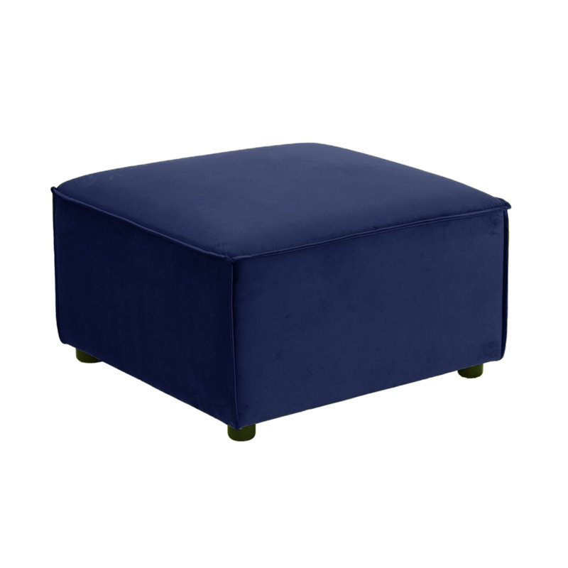 Abraam 70cm Wide Square Solid Colour Cocktail Ottoman, Dark Blue