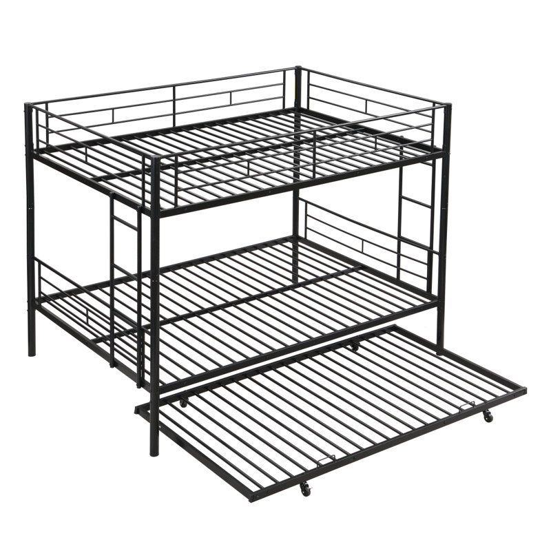 Lit double superposé double avec lit gigogne en métal, aucun sommier requis, assemblage facile