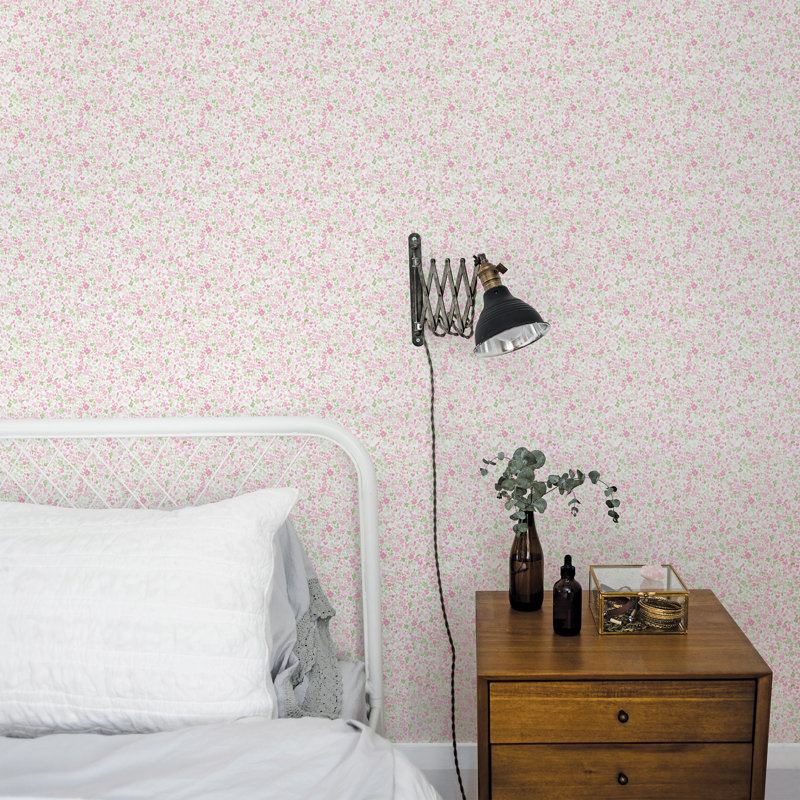 Dateland 10m x 53cm Matte Wallpaper Roll, Pink/Green