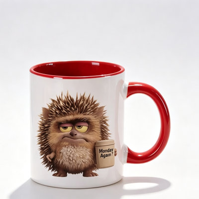 1pc Coffee Cup Premium Ceramic Coffee Mug with Hedgehog Print Double Sided Print Multiple Color Choices Modern Stylish Must Have.