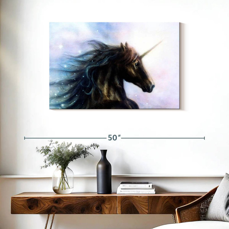 Kelan Black Unicorn, 24" H x 36" W
