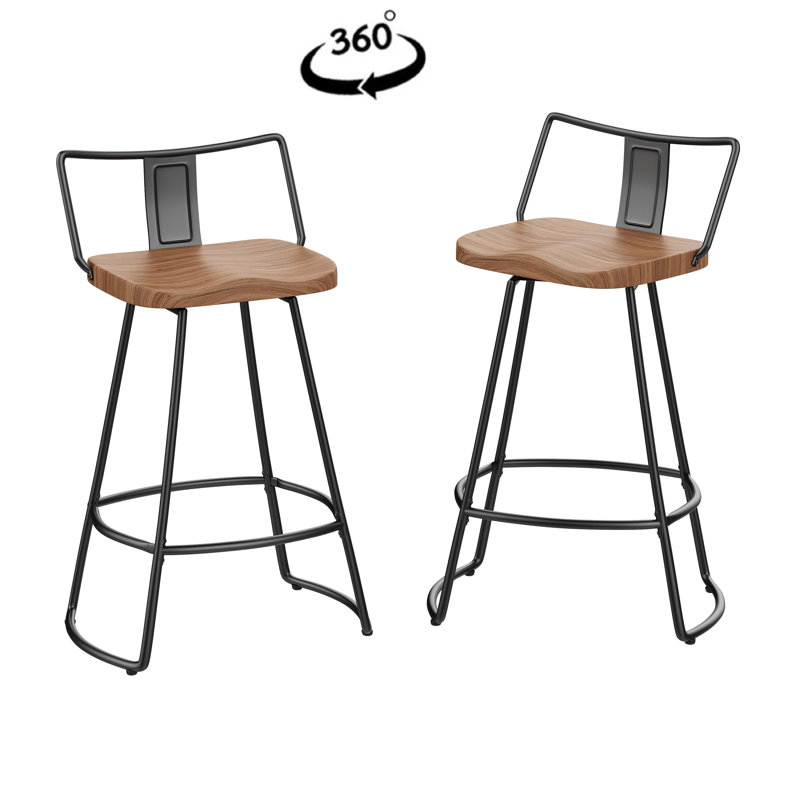 Privett Swivel Counter Stool with Metal Frame, Counter Stool (24" Seat Height)