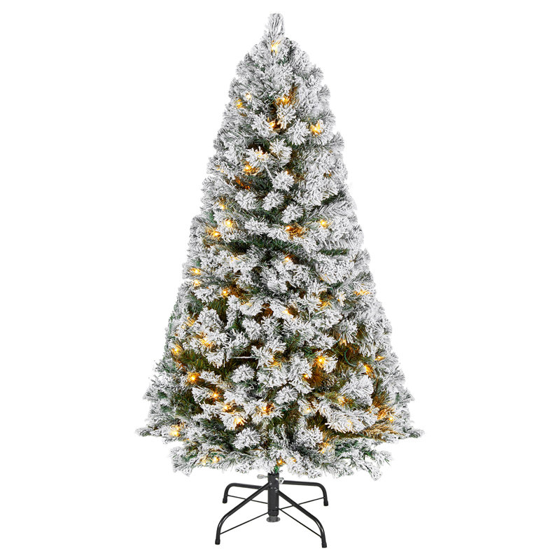 Arbre de Noël, arbre artificiel floqué de 4 pi, arbres de Noël de Noël avec 120 lumières DEL blanc chaud, 8 modes d'éclairage et 539 branches pour la décoration de bureau à domicile