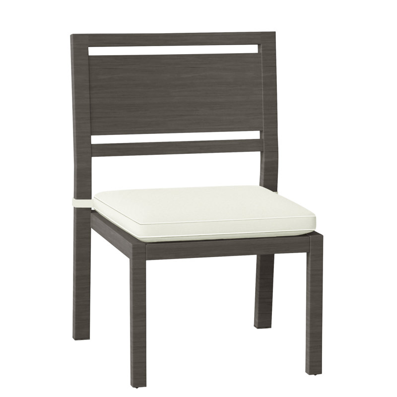 Avondale Patio Dining Side Chair with Cushions, Slate Grey, Welt, Natural White