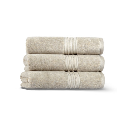 Essuie-mains luxueux 100% coton - beige, 15,7 po x 27,9 po | 450 g / m² pour une absorbance supérieure | Lavage en douceur, séchage par culbutage, repassage à température moyenne | Parfait pour la salle de bain, le spa et l'utilisation quotidienne