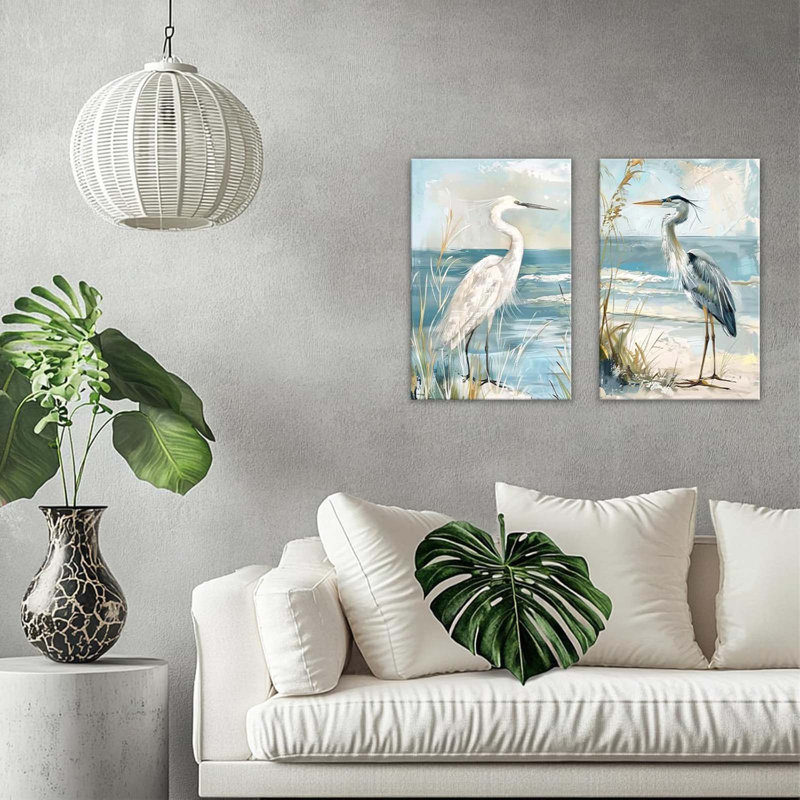 Coastal Heron Wall Art, H 24 po x l 16 po