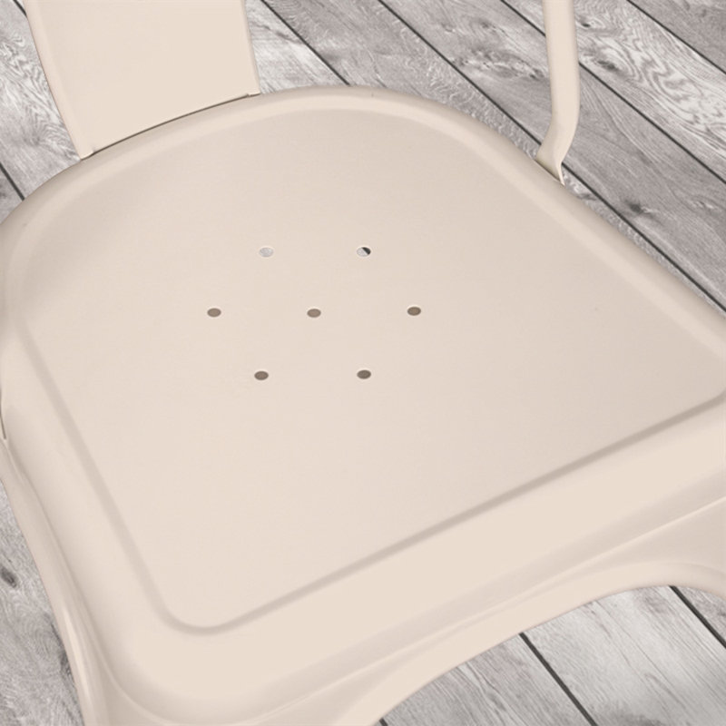 Chaise d'appoint empilable à dossier en lattes de métal, Ivoire