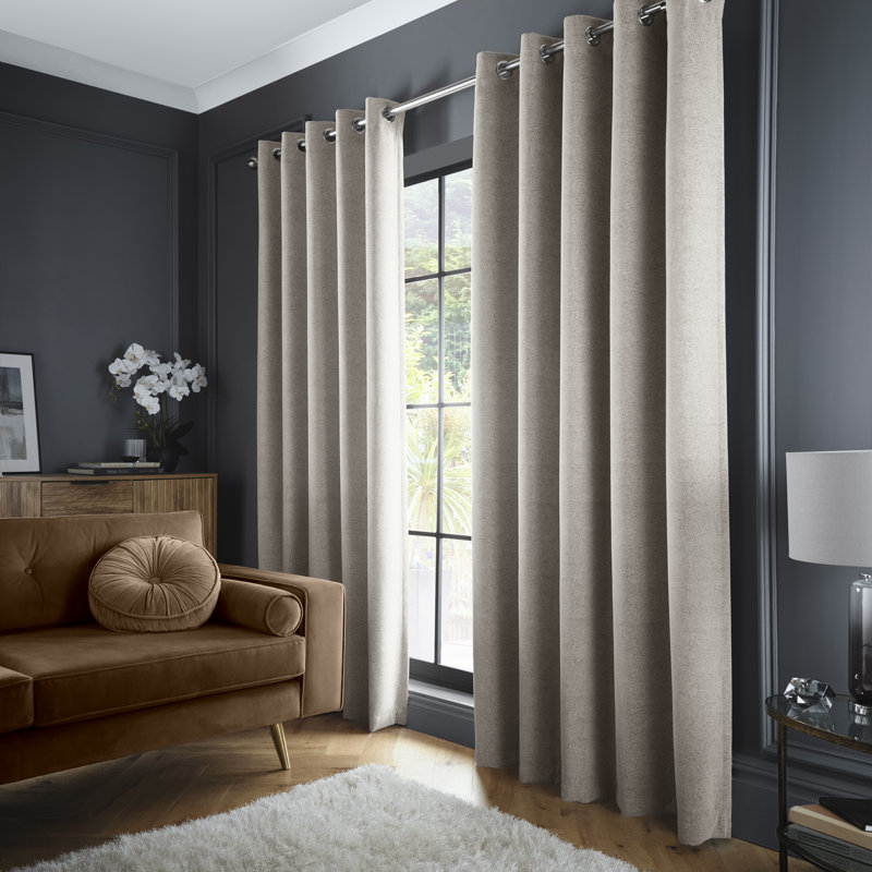 Velvet Chenille Dimout Room Darkening Curtain Panel Pair, 90" Width x 90" Drop (229 x 229cm)
