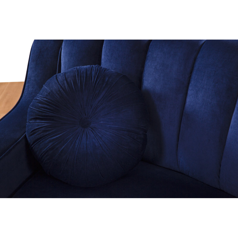 142" Wide Velvet Symmetrical Modular Corner Sectional, Blue