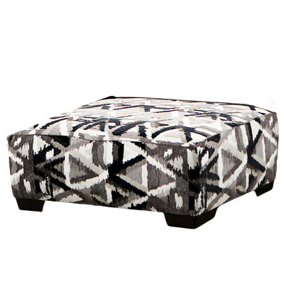 Carré de style contemporain, sièges à ressorts ensachés, motif multicolore dynamique, pieds fuselés en plastique, largeur de 38 pouces, chenille et bois massif