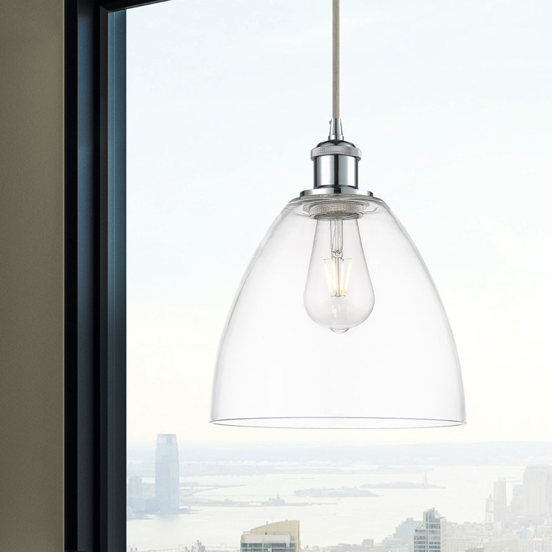 Haruka 1 - Light Single Pendant, Clear, 13.25" H x 9" W x 9" D, Polished Chrome