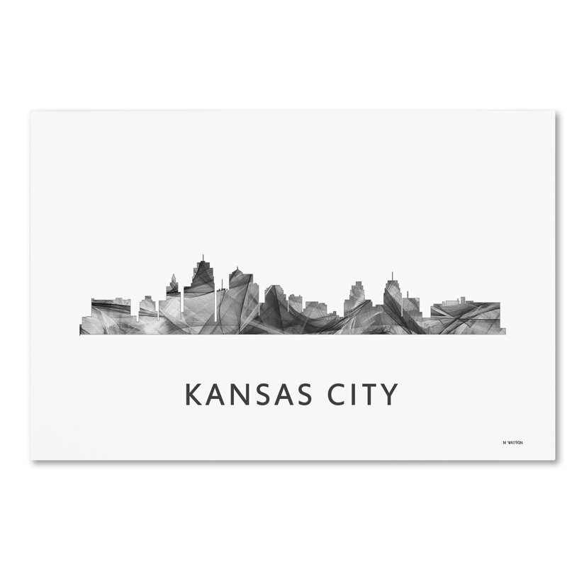 « kansas city missouri horizon wb wb-bw », reproduction d’impression sur toile tendue, H 22 po x l 32 po x P 2 po