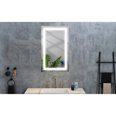 Miroir de salle de bain 36 po x 28 po à brouillard à DEL - à intensité variable, 3 modes de couleur, mémoire, fixation murale pour brouillard à DEL 36 x 28