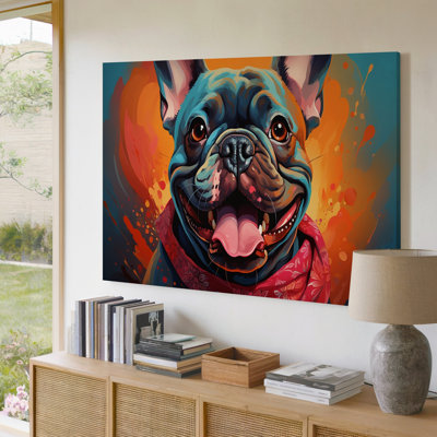 Bouledogue français coloré, chien mignon, peinture Pop Art Decor, impression sur toile murale pour le salon, la chambre à coucher, le bureau, le couloir, le vestibule, le mur de la galerie et la décoration moderne