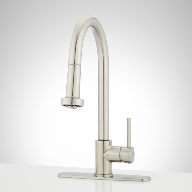 Ridgeway Pull-Down Kitchen Faucet with Deck Plate - Stainless Steel, Stainless Steel