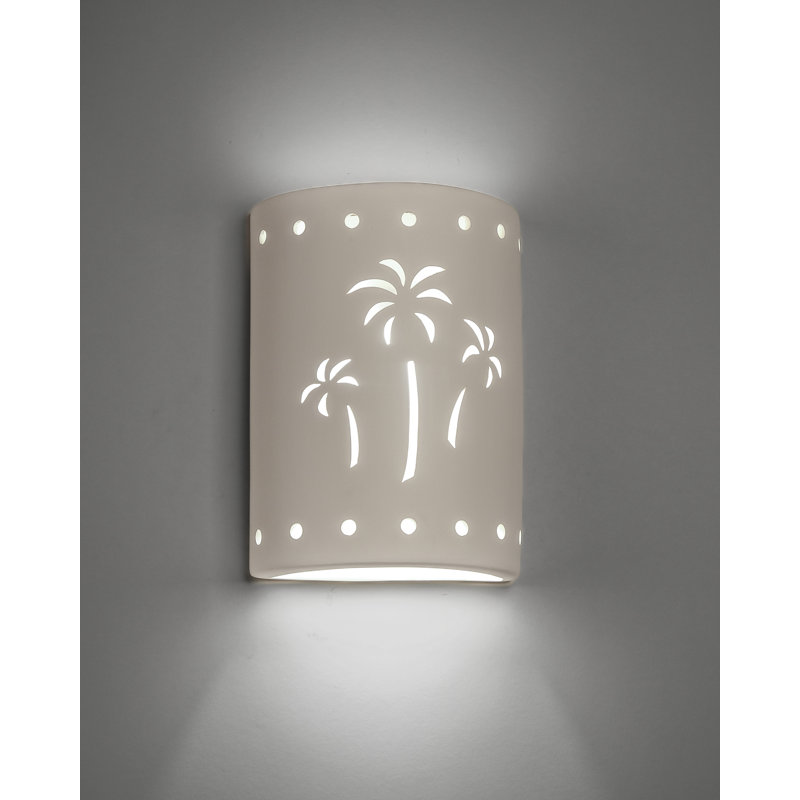 Hockinson Ceramic Outdoor Wall Light, LED Bulb Included, 13" H x 9.5" W x 5" D, White