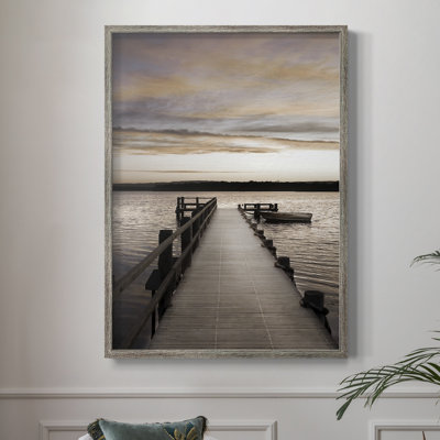 Sunset Over Jetty Framed Print - Solid Wood
