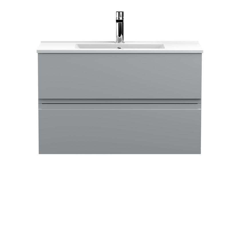 Urban 810mm Single Bathroom Vanity with Integrated Vitreous China Basin, Satin Grey