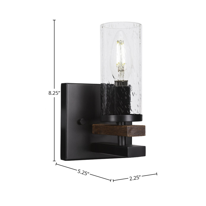 Applique murale avec verre 2,5 po Belmont, Noir mat, Clair