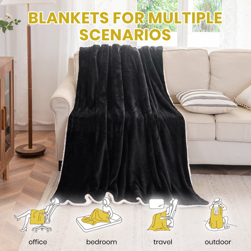 Blankets And Throws Throw Blanket, 200cm x 150cm, Black