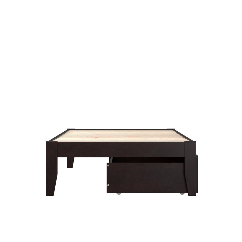 Lit plateforme avec rangement Aayanna, Simple, Espresso