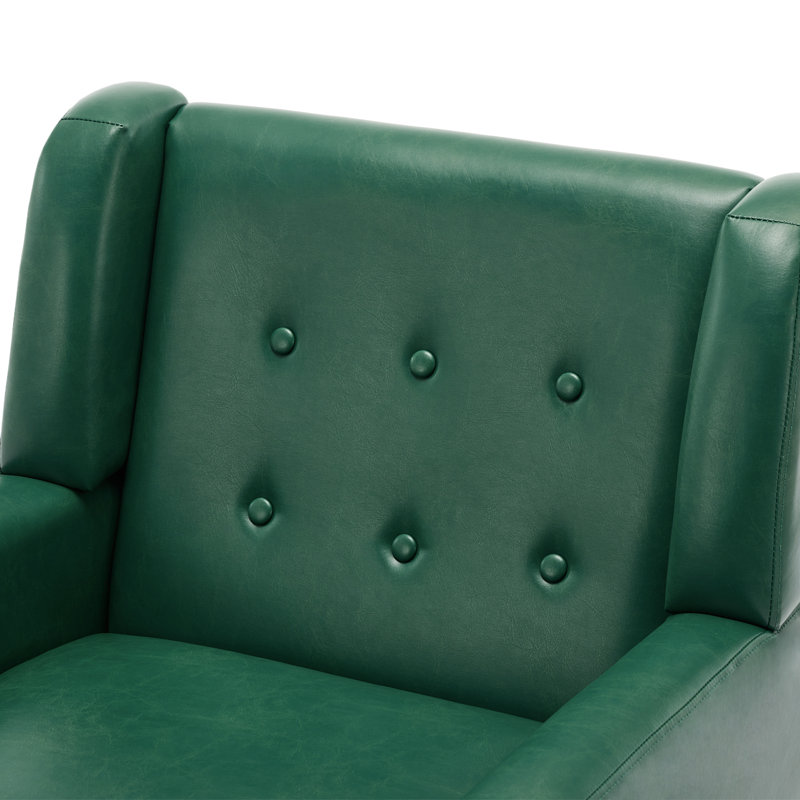Jaqueze 73.2Cm Wide Tufted Armchair, Green Faux Leather