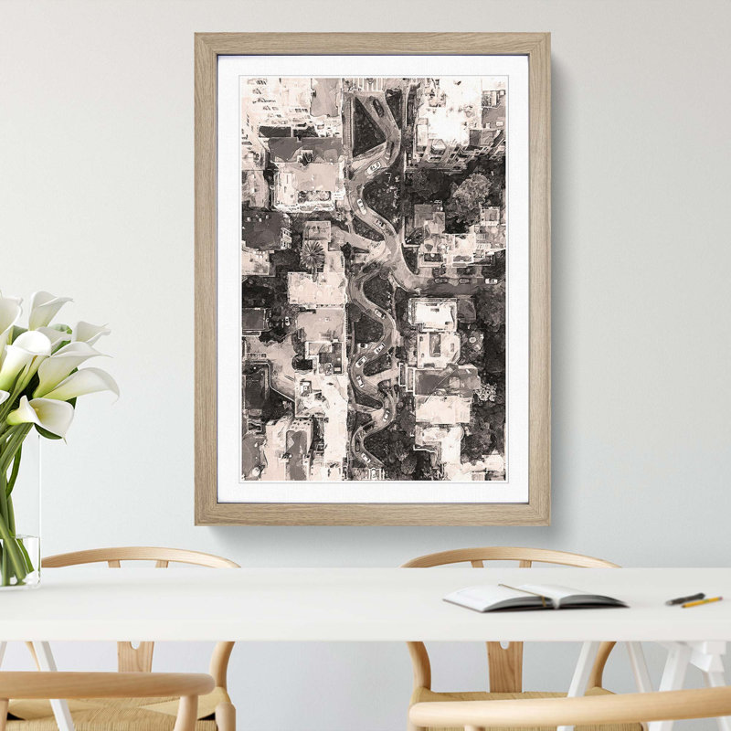 Above Lombard Street In San Francisco - Single Picture Frame Painting, Oak Framed, 33cm H x 24cm W x 2cm D