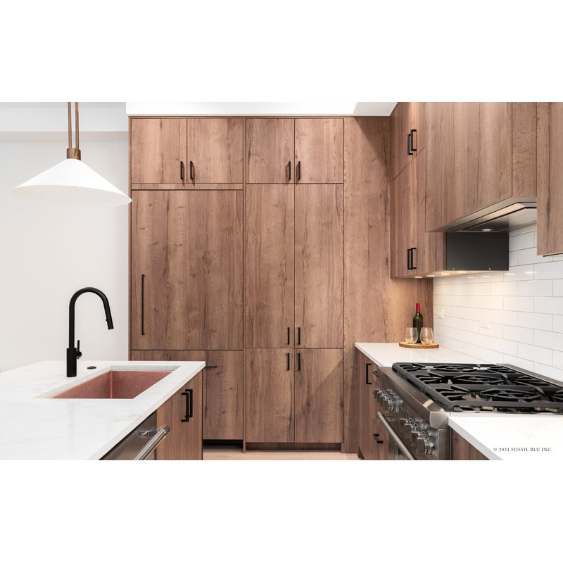 Fossil Blu Luxury 33" 12-Gauge Hammered Copper Undermount/Drop-In Sink, Medium Patina, Incl Accs