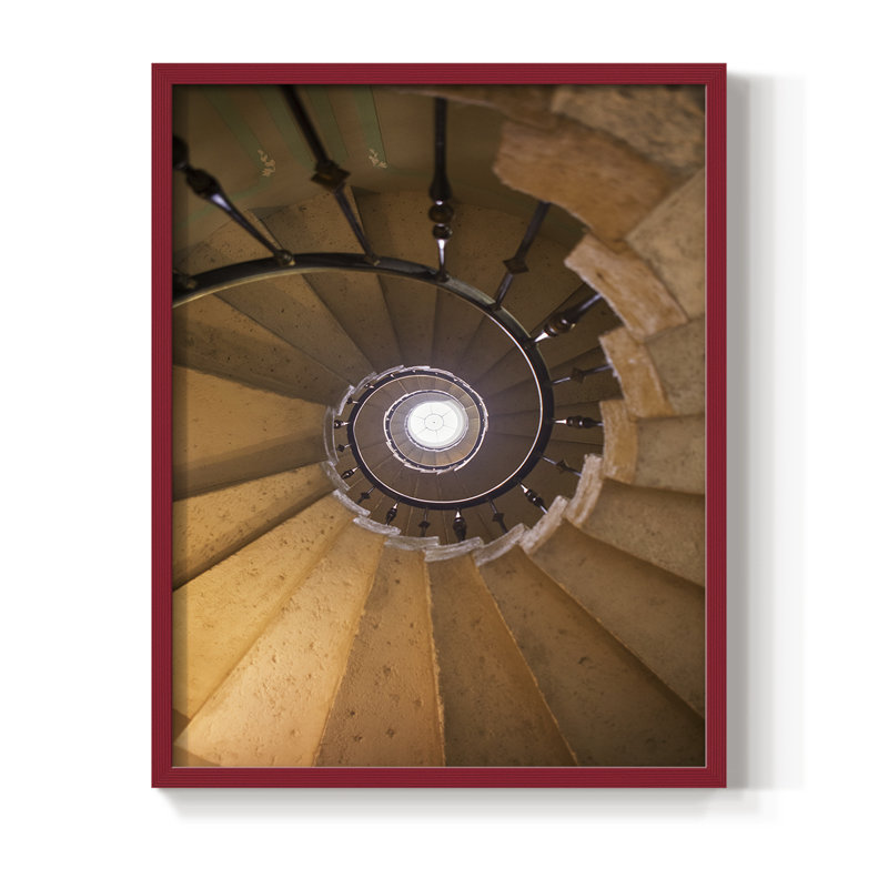 Spiraling II, reproduction encadrée - bois massif, Rouge, H 10 po x l 8 po