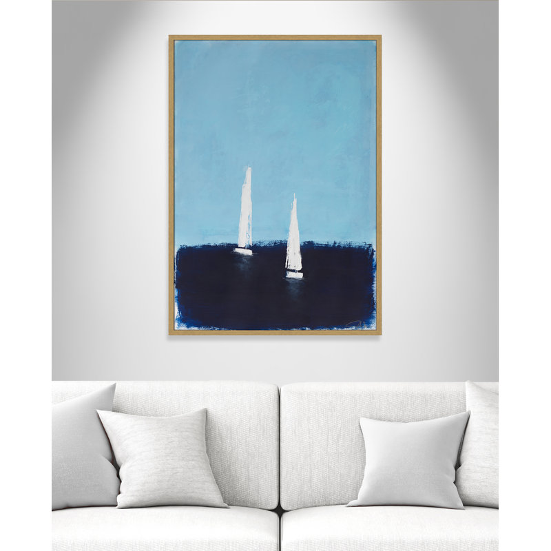«Morning Sails II» par , Natural Woodgrain, L 29,5 po x H 41,5 po, Impression encadrée