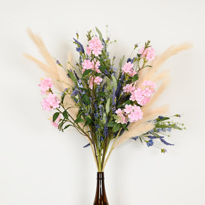 Arrangement floral de 36 po Pampas artificiel lavande et fleurs sauvages pour remplissage de vase