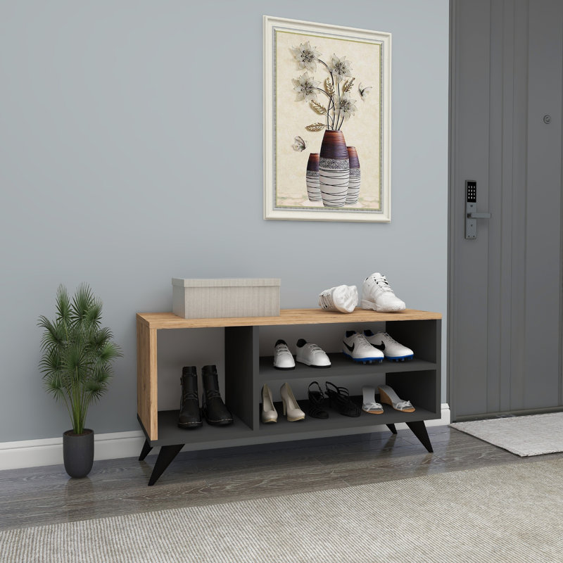 Loralee 7 Pair Shoe Rack, Atlantic Pine & Anthracite