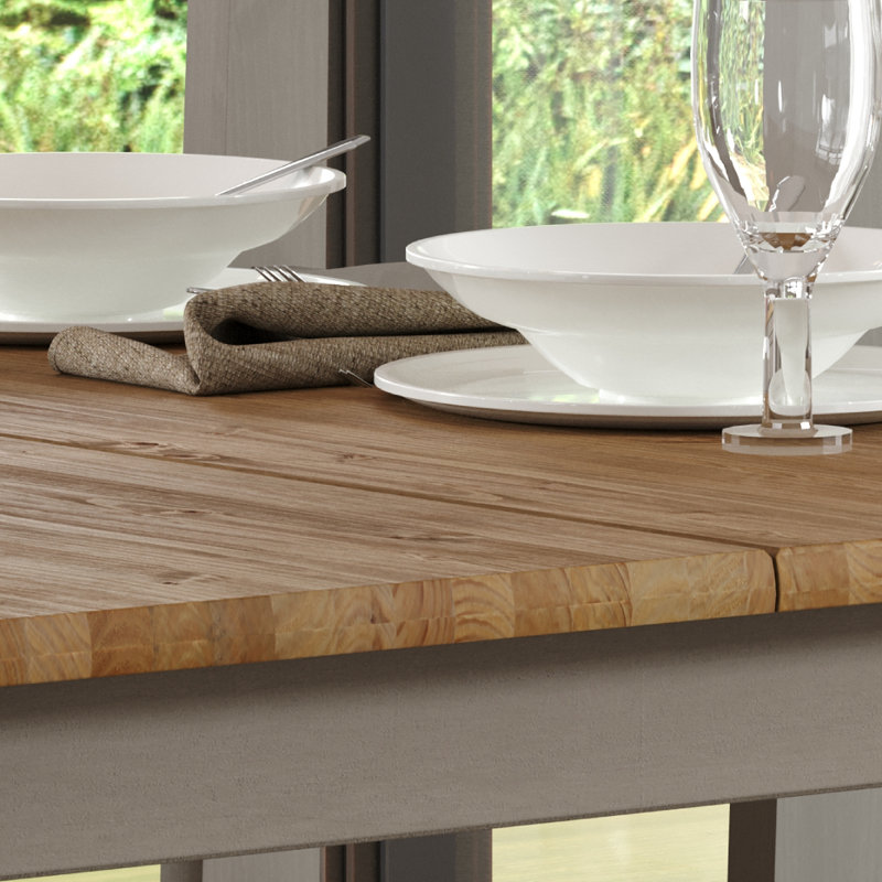 Table de salle à manger en bois massif 59,06 po Cortavious, Gris délavé