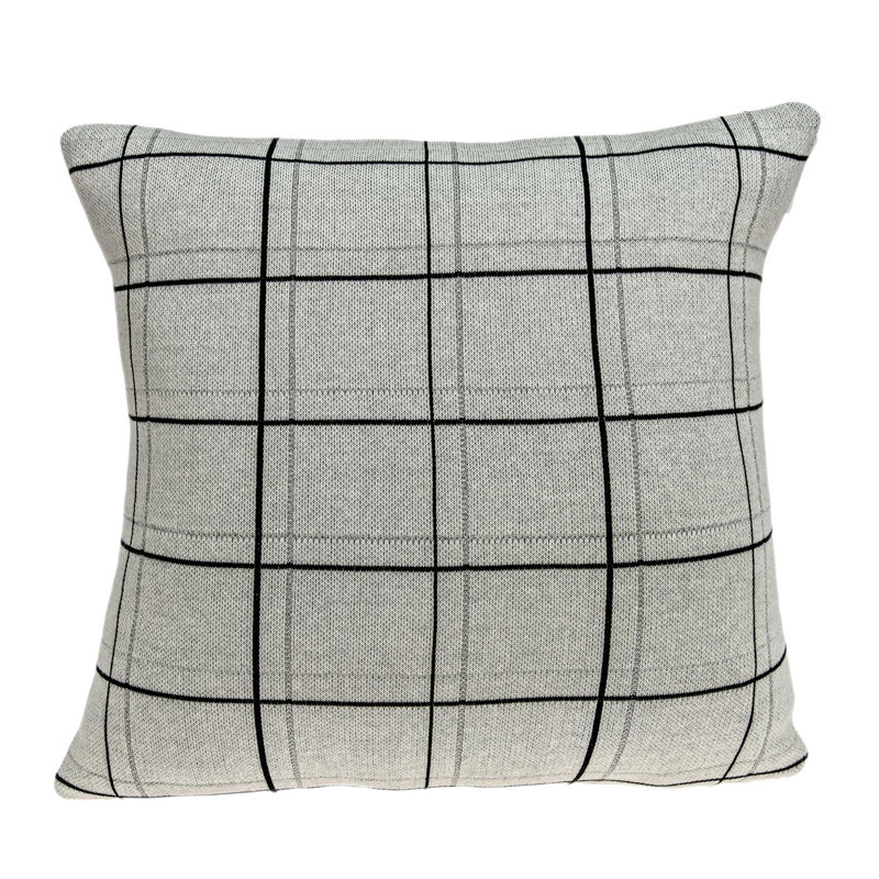 Coussin décoratif carré en coton à motif écossais gris de 20 po Parkland Collection, Polyester / Bourre en polyester