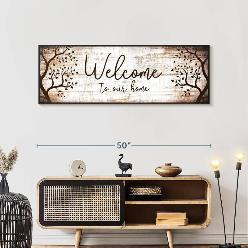 Bienvenue chez nous, typographie I, Cadre flottant noir, 49 po x 17 po