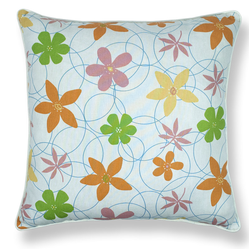 Floral Cotton Blend Reversible Throw Pillow