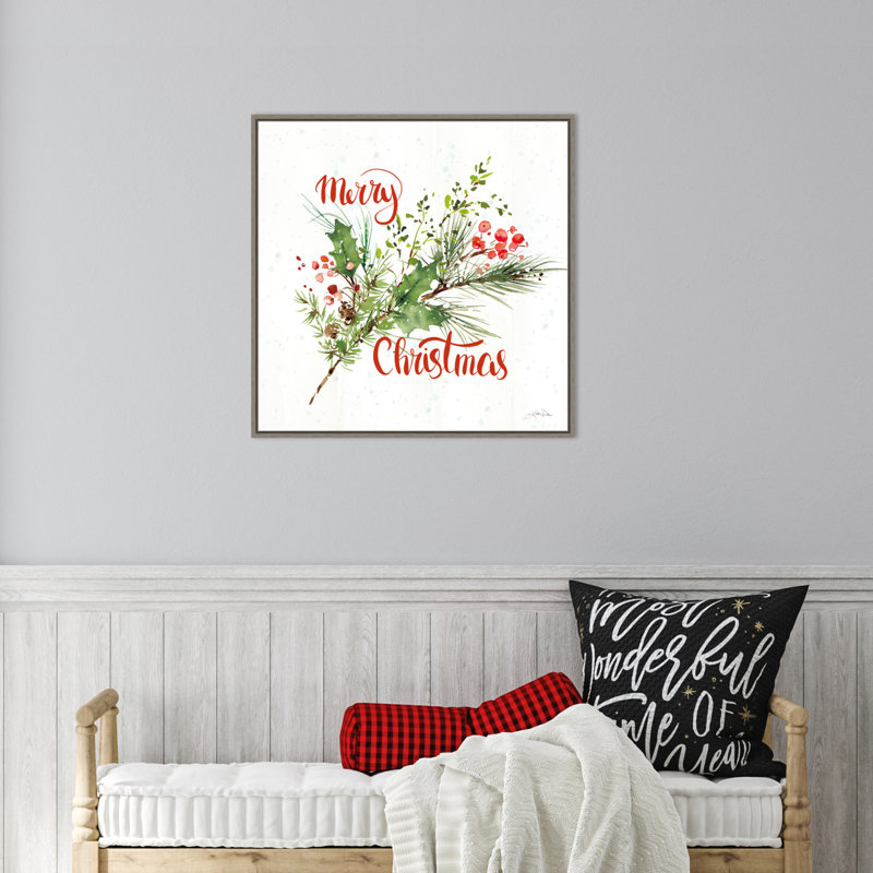 Merry Christmas Framed Canvas Wall Art 22" x 22"