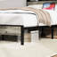 Structure de lit plateforme pleine grandeur en bois avec rangement et 2 tablettes, ton de bois gris, pas de bruit, assemblage facile, support pour matelas, cadre antique, métal et construction, compartiment, pièce idéale pour la chambre à coucher-703600879