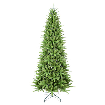 Slim Christmas Tree,  Pe+Pvc Branches, Hinged Design For Easy Setup, Stable Metal Stand – Ideal For Corners & Small Spaces