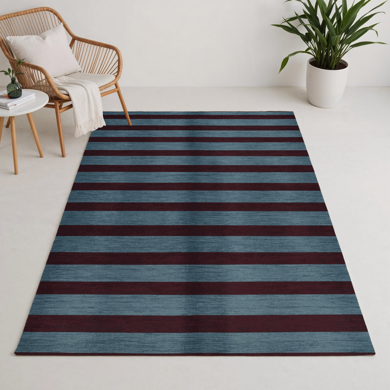 Tapis intérieur / extérieur rouge HorizontalStripes, Rectangulaire 3 pi x 5 pi
