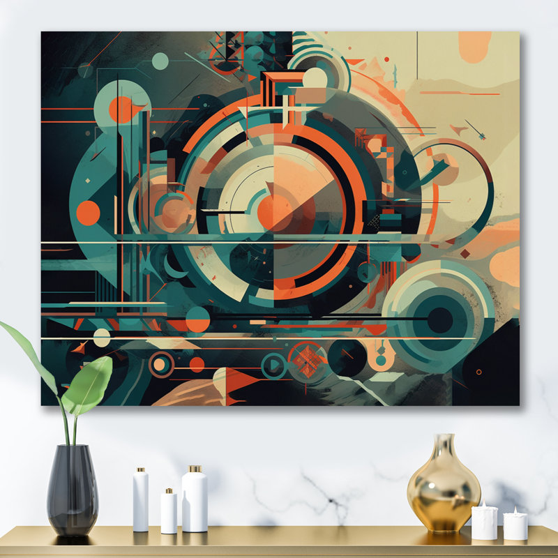 «Orange and Blue Abstracted Nostalgia I», impression sur toile, H 12 po x l 20 po x P 1 po, Toile tendue