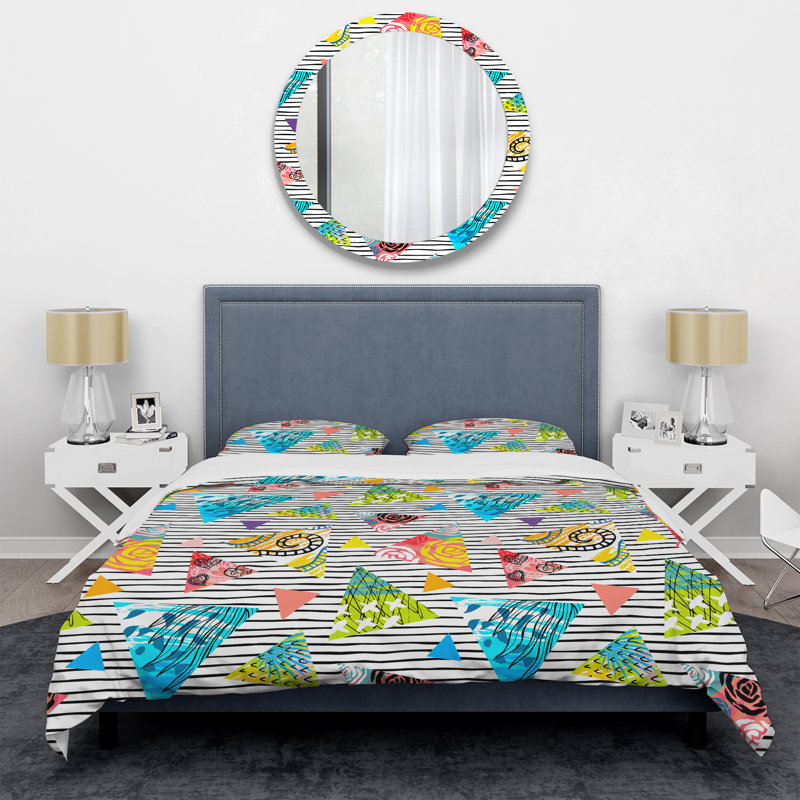Multicolore feuille tropicale - ensemble de housse de couette abstrait - microfibre de polyester