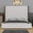 Tall Headboard Upholstered Bed With Vertical Striped And Wingback Design